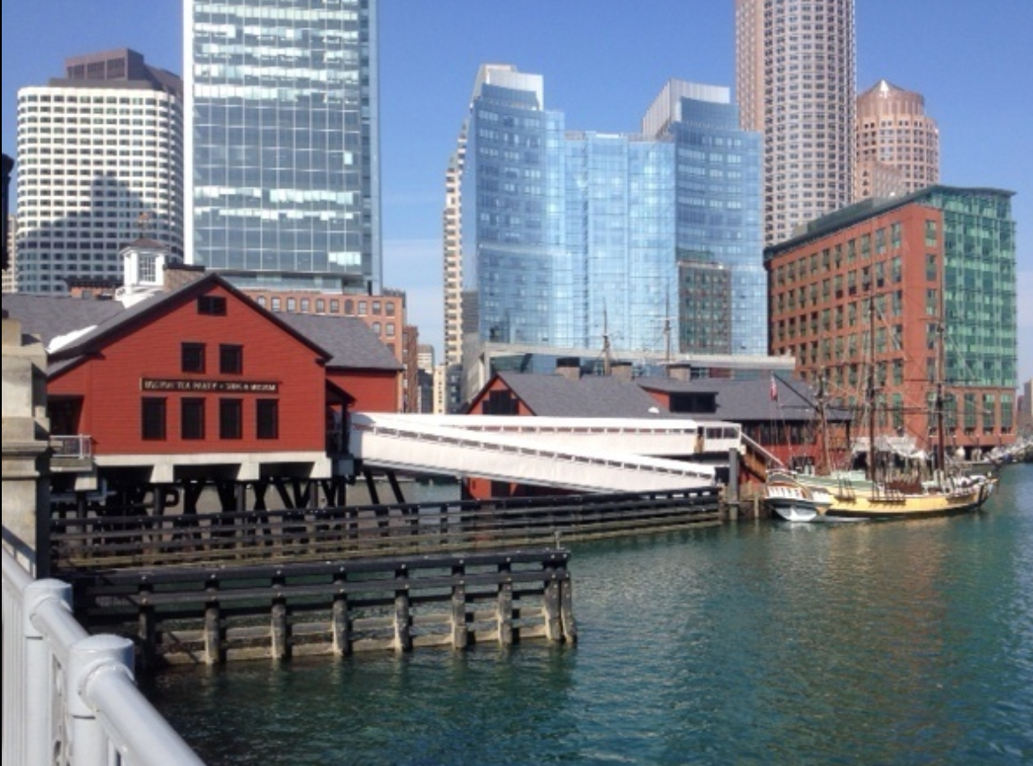 The Boston Tea Party museum sits right on the edge of the harbor. With rising sea levels and the increasing threat of strong storms, buildings like these are at particular risk of flooding - image credit: NPR